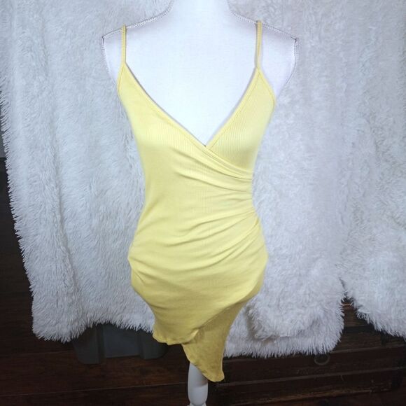 MAY PINK YELLOW RUCHED BODYCON DRESS SZ.S/M EUC - Picture 2 of 7